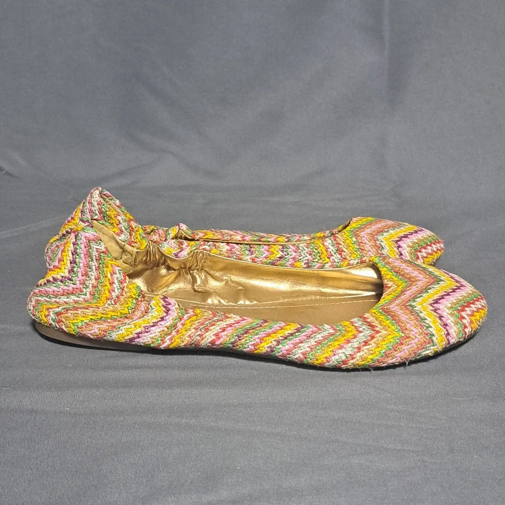 BCBG Paris PL-MAGIE Multi-Color Woven Chevron‎ Slip On Ballet Flats /US 5.5 B